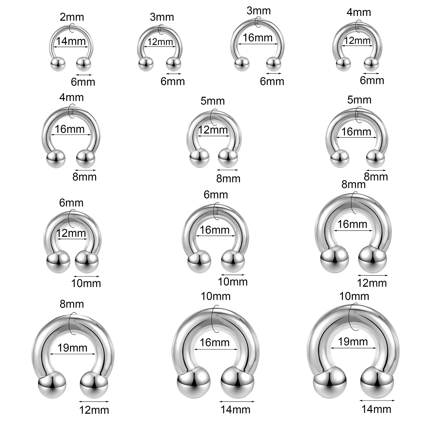 Big Size Internally Threaded Nose Ring Stainelss Steel Captive Bead Ring Jewelry