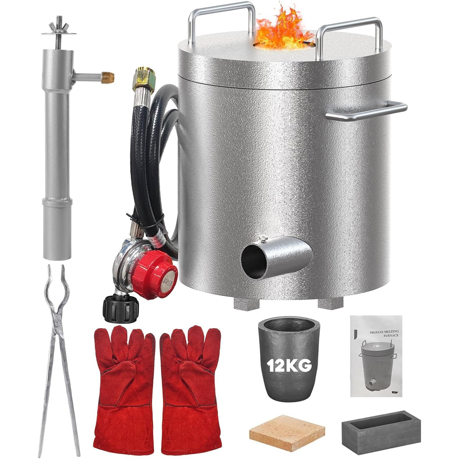 12KG Propane Melting Furnace Kit Foundry 2700°F Smelting for Metal Scrap Recycle