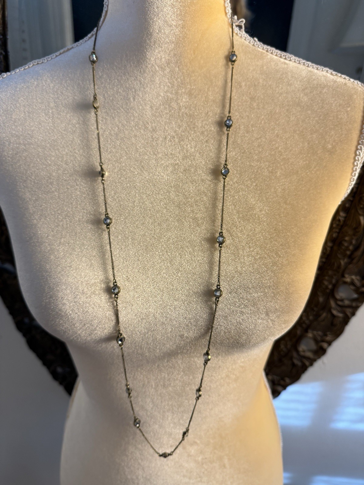 Jewel Kade JK Thirty-One Women’s Necklace Bezeled Clear Crystal Station Chain