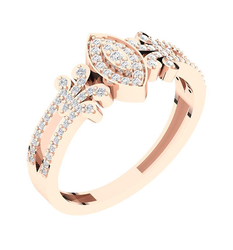 SI G 0.40 Carat Genuine Diamond Right Hand Anniversary Ring 14K Rose Gold 9.40mm
