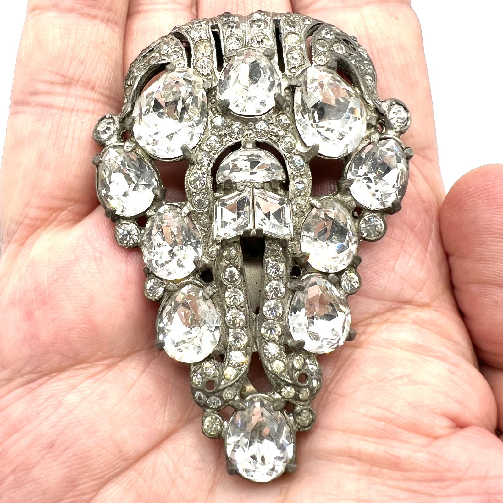 Fantastic Vintage Signed Eisenberg Original Art Deco Rhinestone dress clip