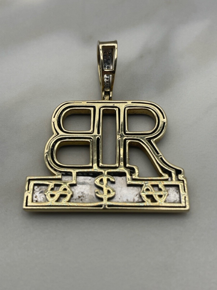 10K Diamond Studded “Rich Beliefs” Pendant Yellow Gold 6.9g (TDW045440)