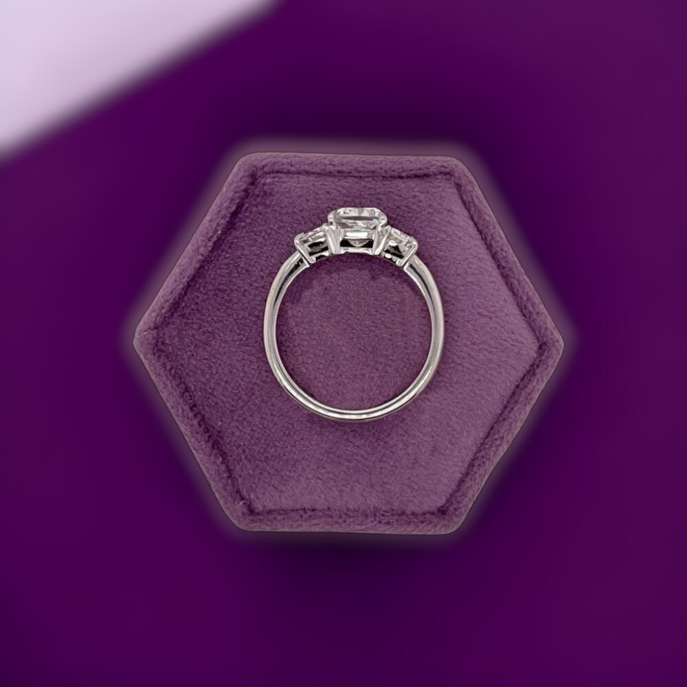 14K White Gold Lab Grown Diamond Wedding Ring 2 Carat Cushion Cut IGI Certified