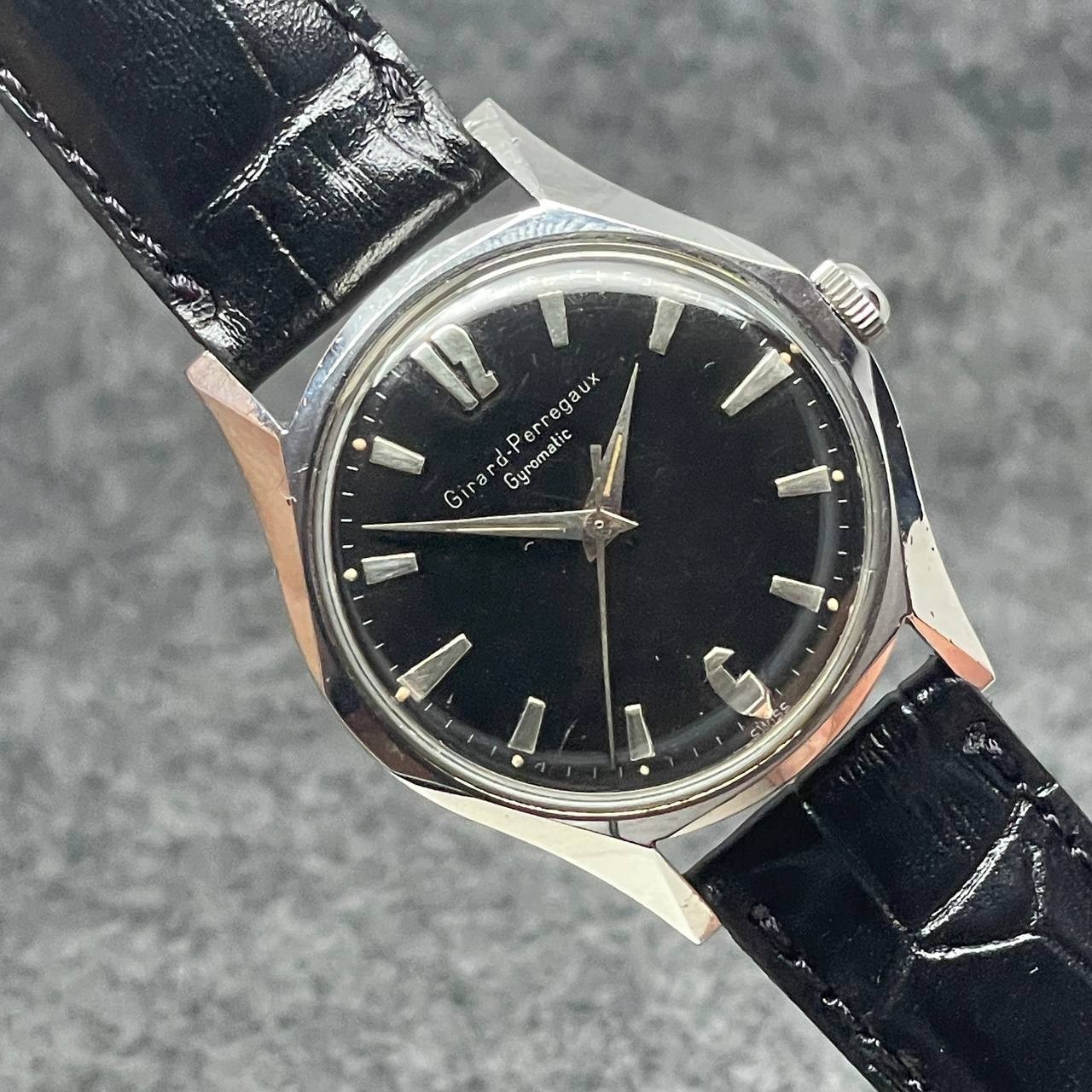 RARE GIRARD PERREGAUX GYROMATIC AUTOMATIC CAL 21.19 S STEEL SWISS WATCH Ca1970