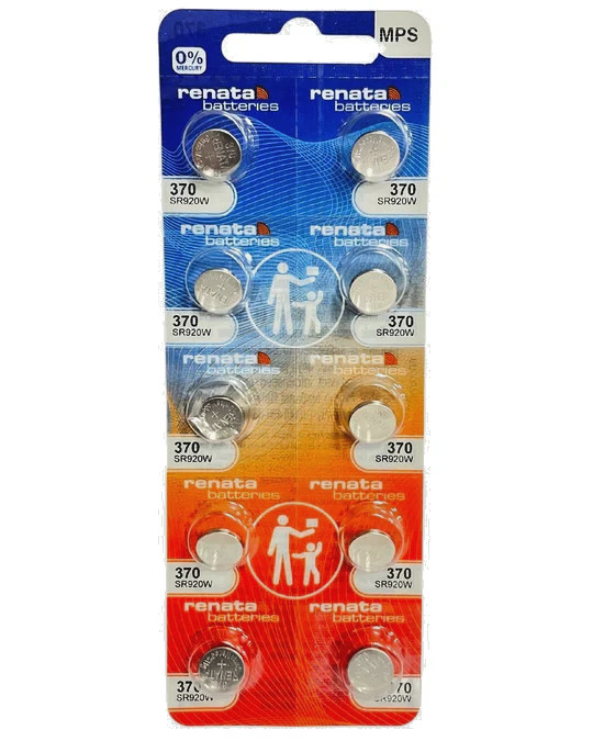 10 Renata 370 SR920W 1.55V Silver Oxide Watch Batteries-Swiss Made EXP 1/26