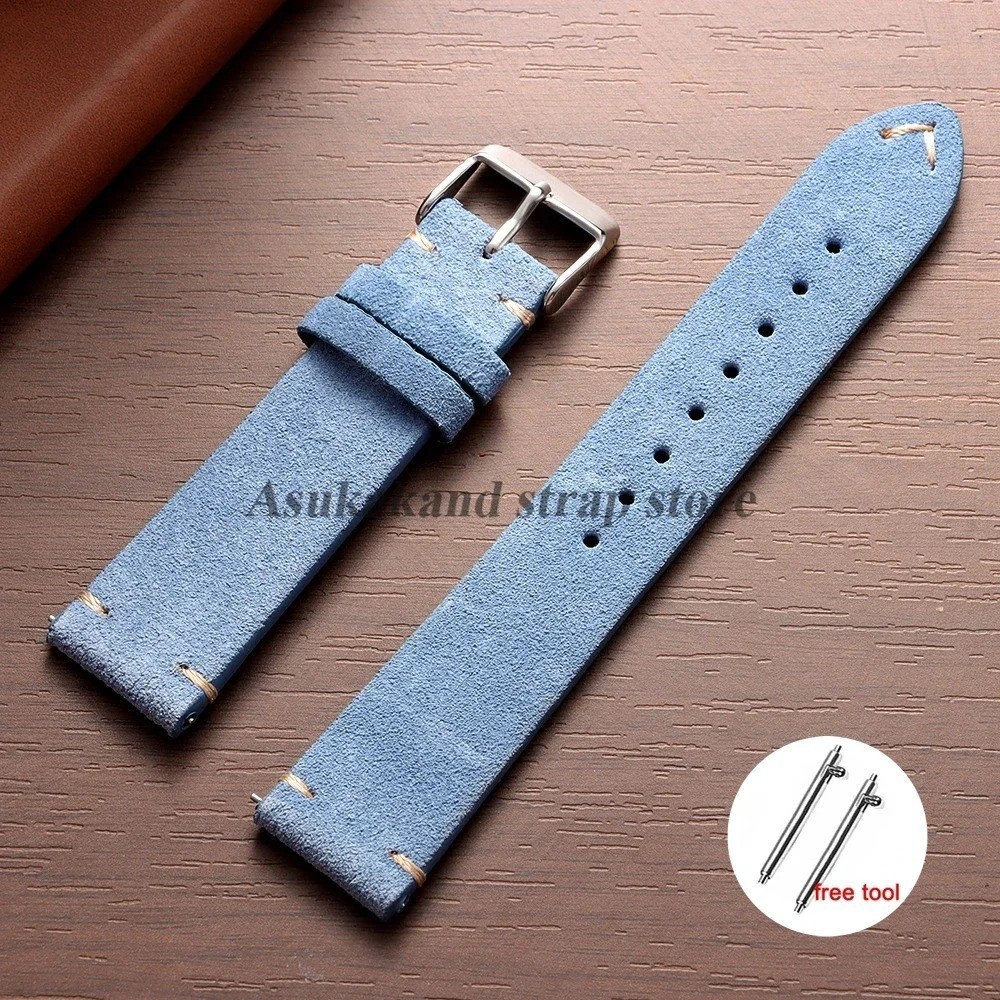 18 19 20 21 22 MM Soft Suede Leather Vintage Strap Watch Band Quick Release