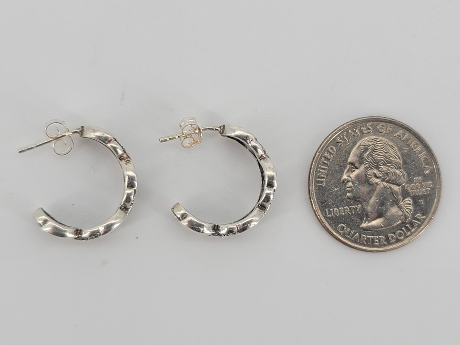 Sterling Silver Lot of 4 Pairs of Pierced Earrings Marked 925 or Sterling
