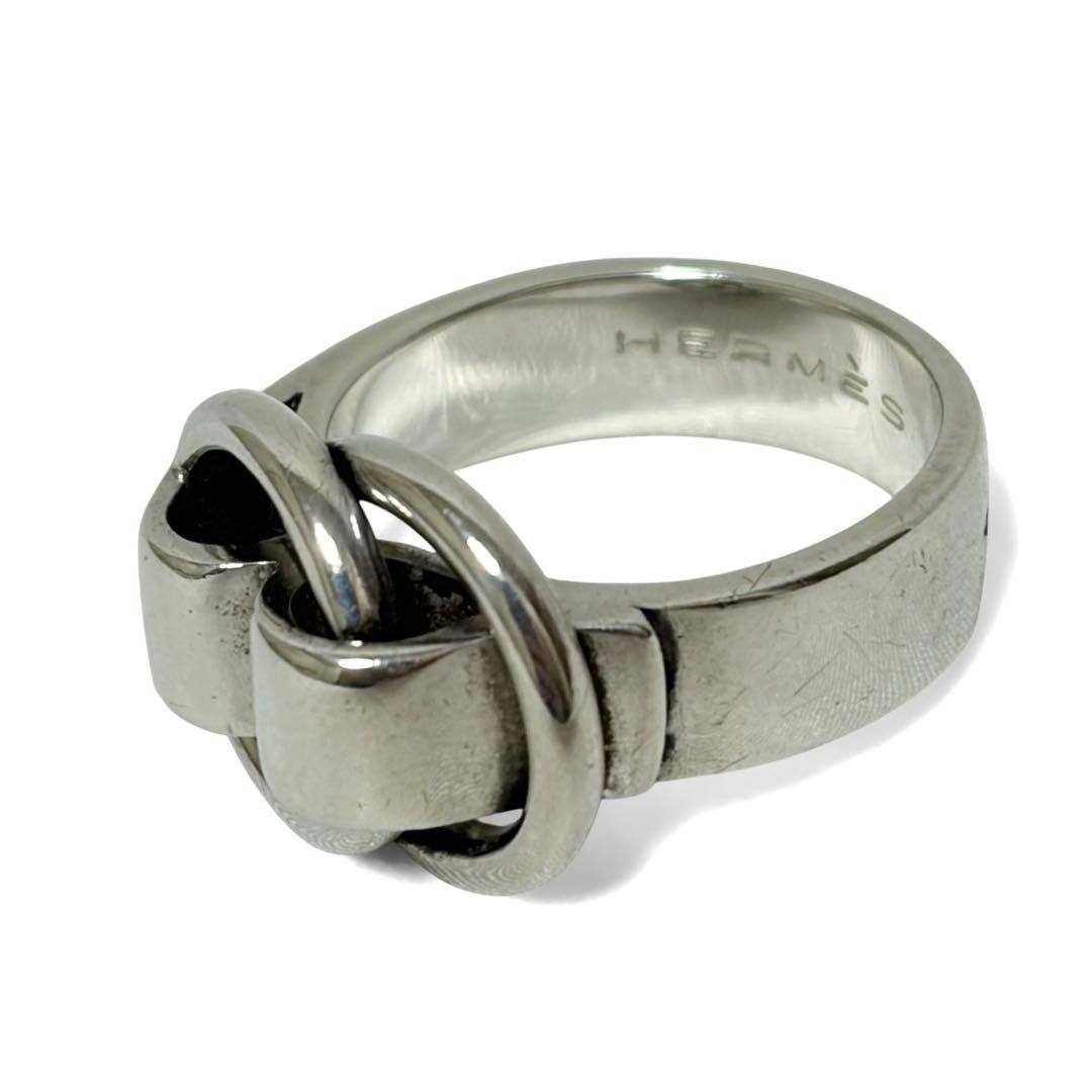 HERMÈS Deux Anneaux Ring SV925 Silver #52 (Size 12) Auth Used