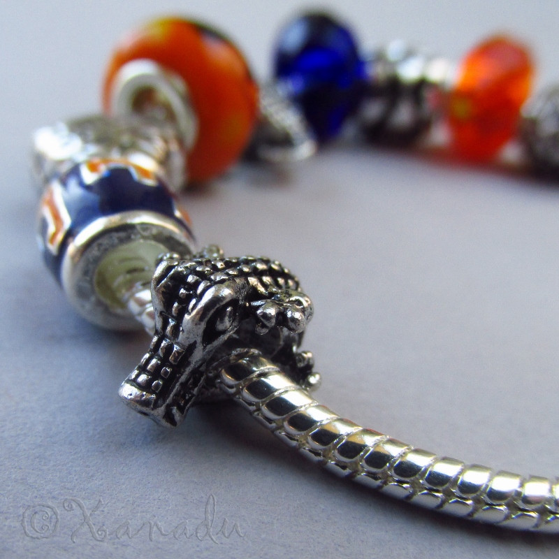 Florida Gators European Charm Bracelet w Blue Orange University Of Florida Logo