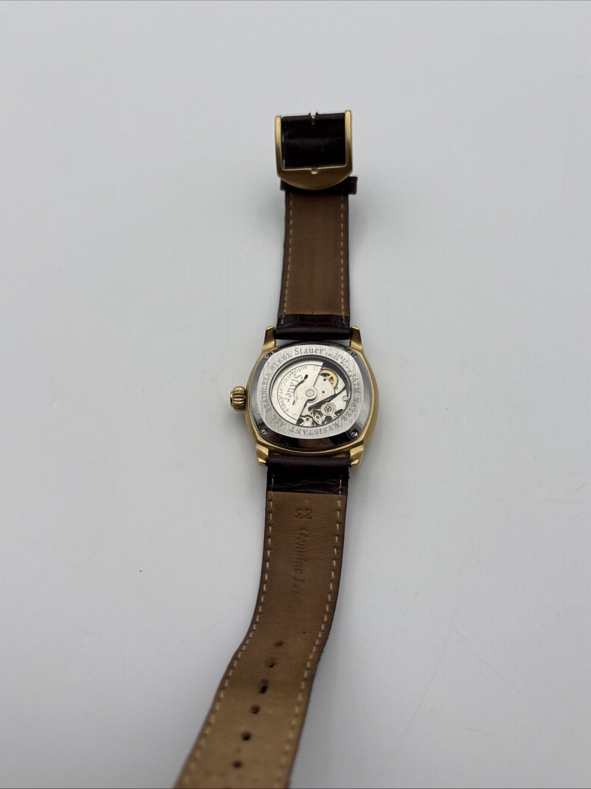 Stauer 1930 Dashtronic Automatic Watch Gold Tone 21 Jewel Jump Hour Style Runs