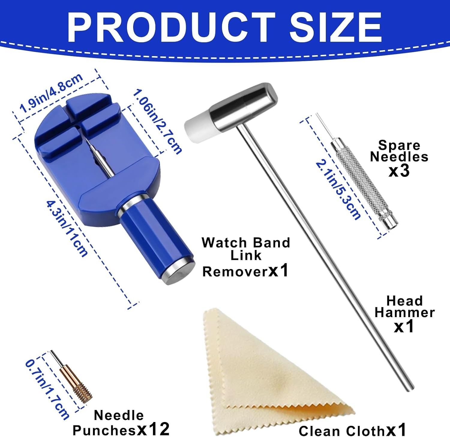 12-Piece Watch Repair Tool Kit: Band Adjustment Pins and Hammer for DIY Home Use