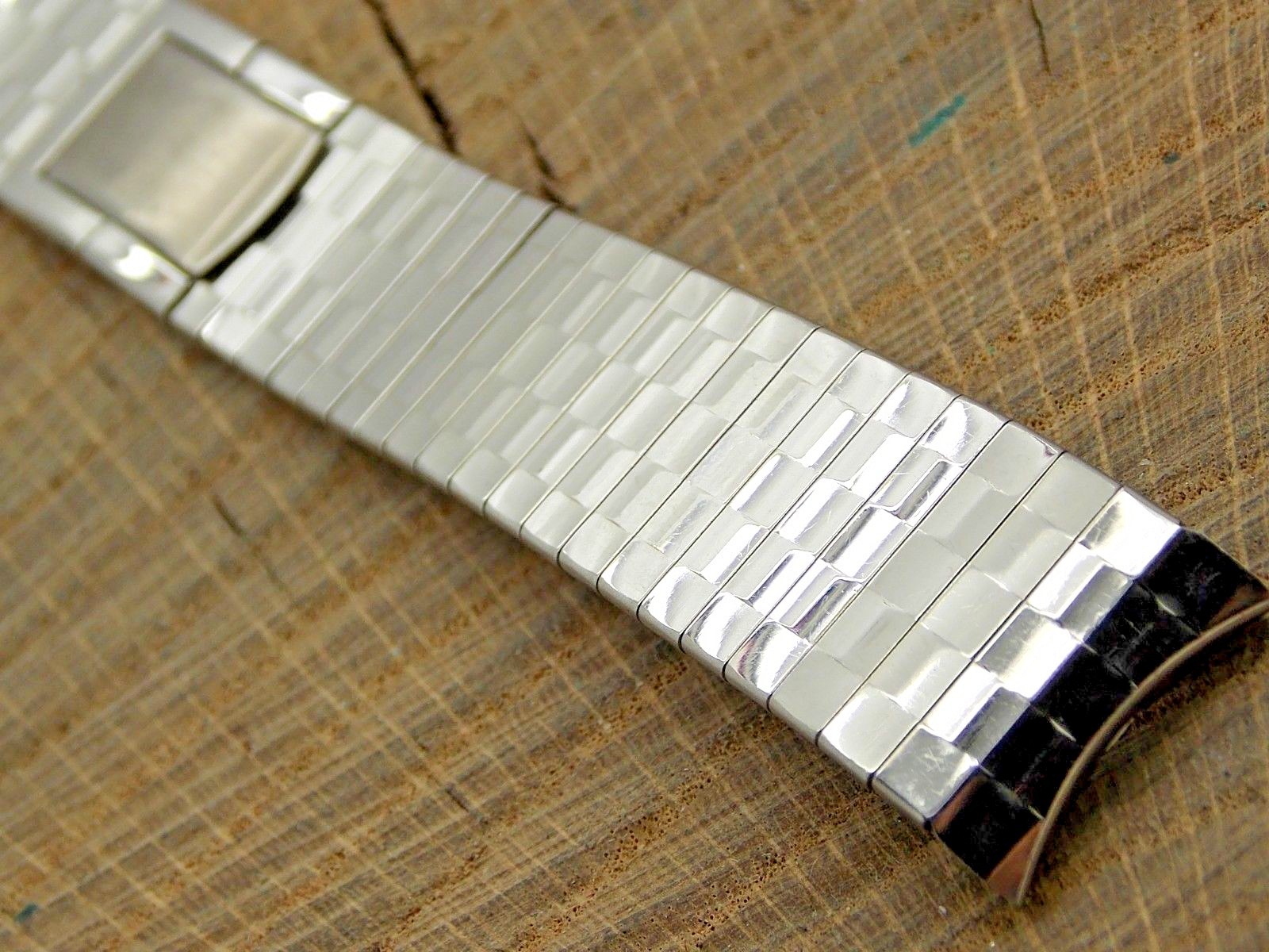 Vintage Stainless Steel Watch Band 18mm Stelux Butterfly Clasp Mens Unused NOS