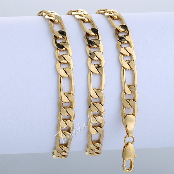 6MM 22″ MENS Boys Yellow Gold Filled Figaro Chain Necklace Fashion New Gift