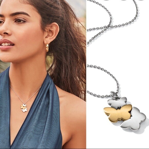 NWT Brighton WONDERWING Wonder Wing Butterfly Silver Gold Necklace MSRP $38