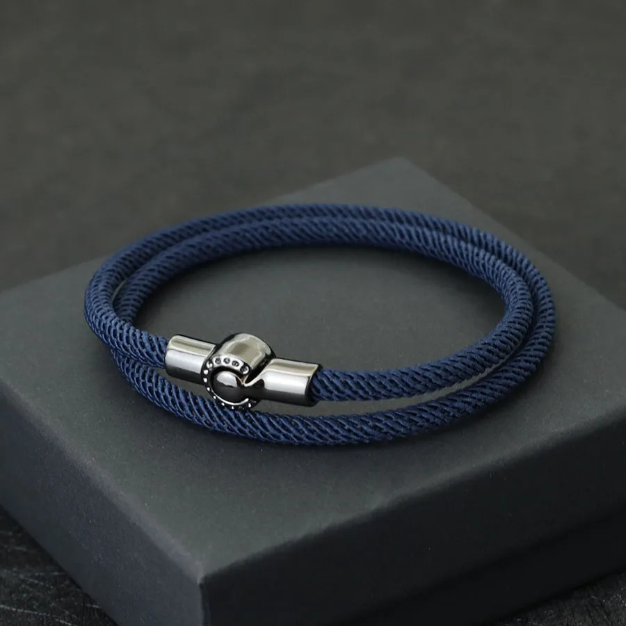 Simple Style Men Rope Bracelet Magnet Buckle Bilayer Outdoor Sports Nautical