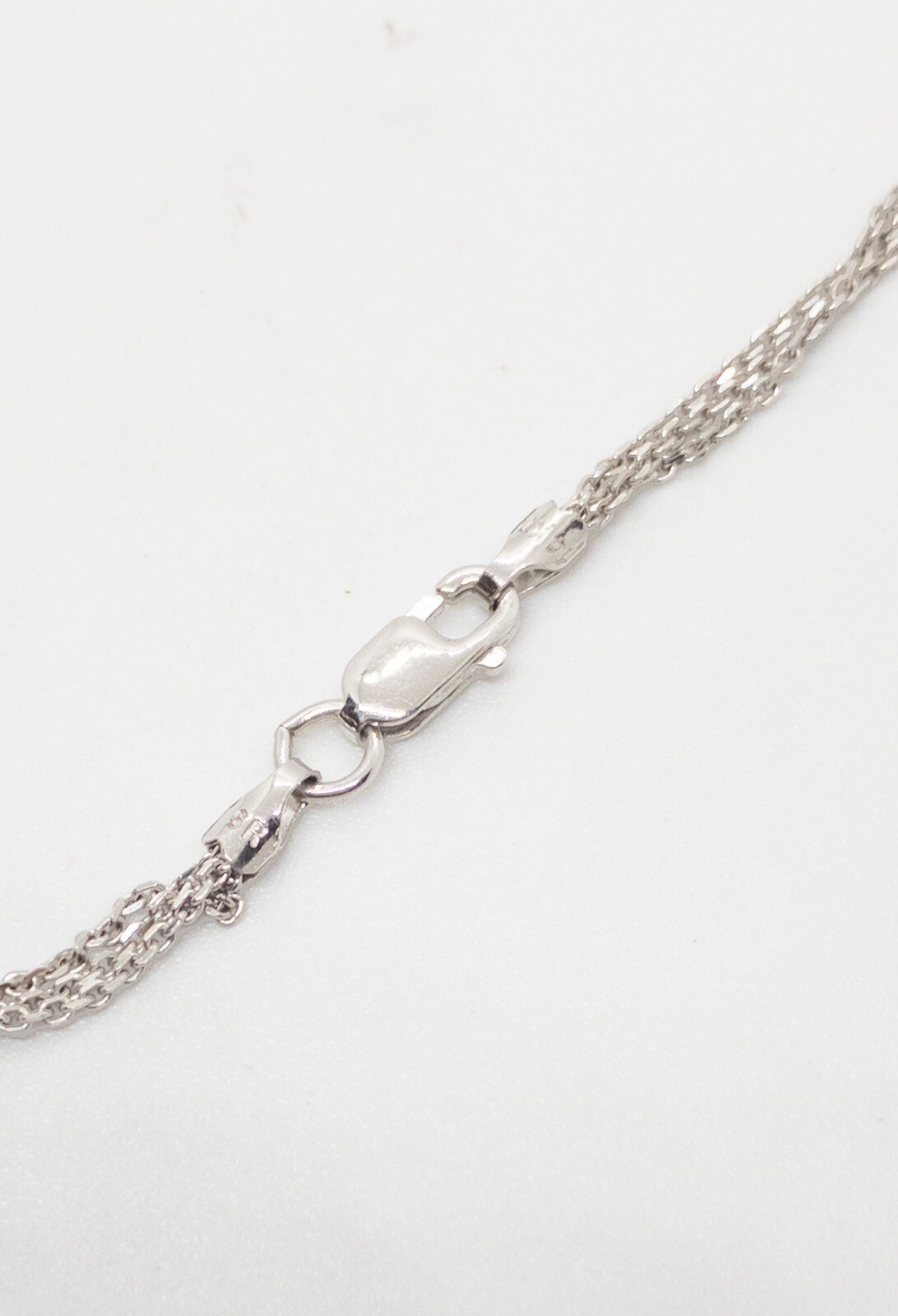 Diamond Heart Necklace 18k White Gold Tripple 14k Chain 16″ 7 grams