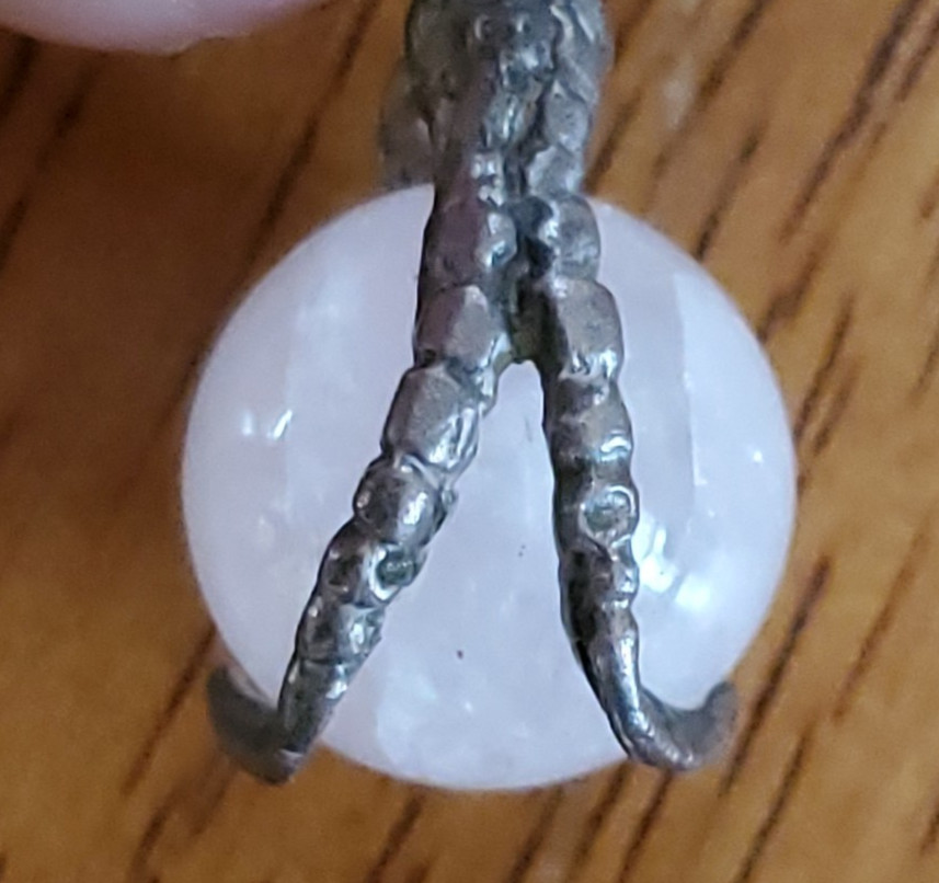 Dragon Eagle Claw Light Pink Stone Pendant 1.5″ Long