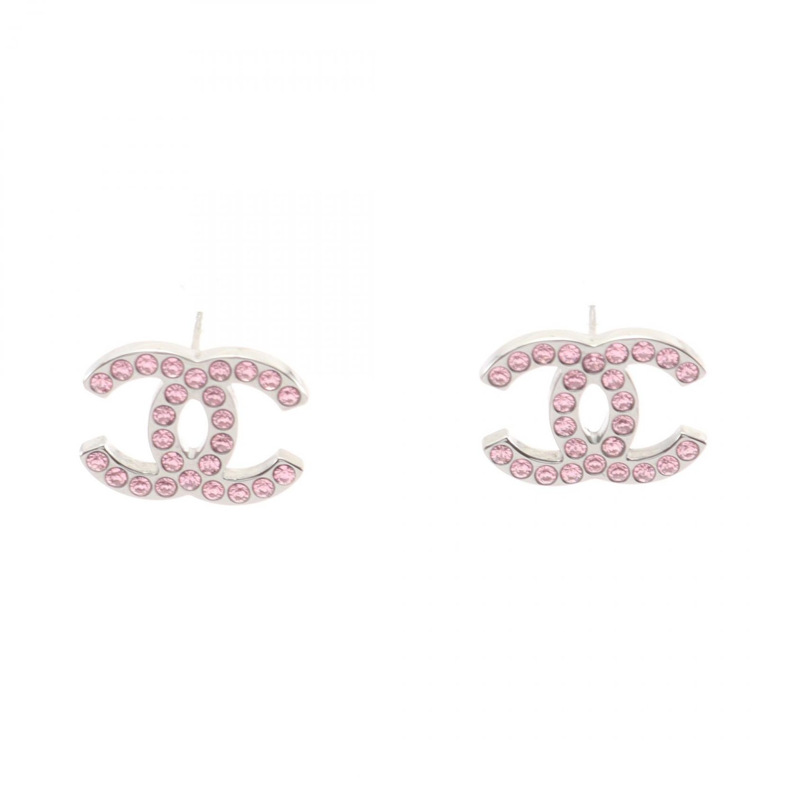 CHANEL COCO Mark B17K Pierced earrings SS Rhinestone Pink Used Women CC