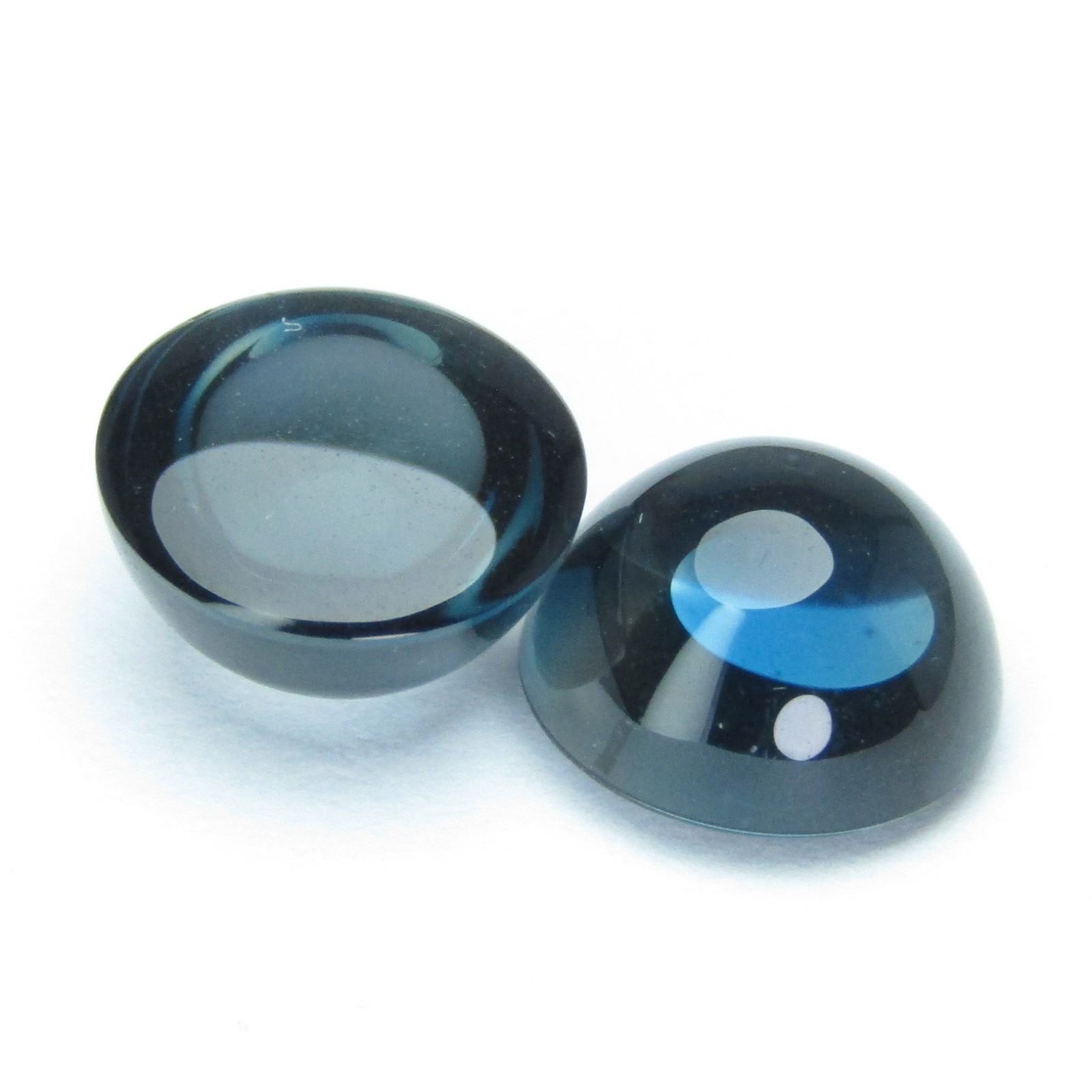 7.83Cts Fabulous Natural London Blue Topaz Cabochon Round Shape 9mm Pair Gems