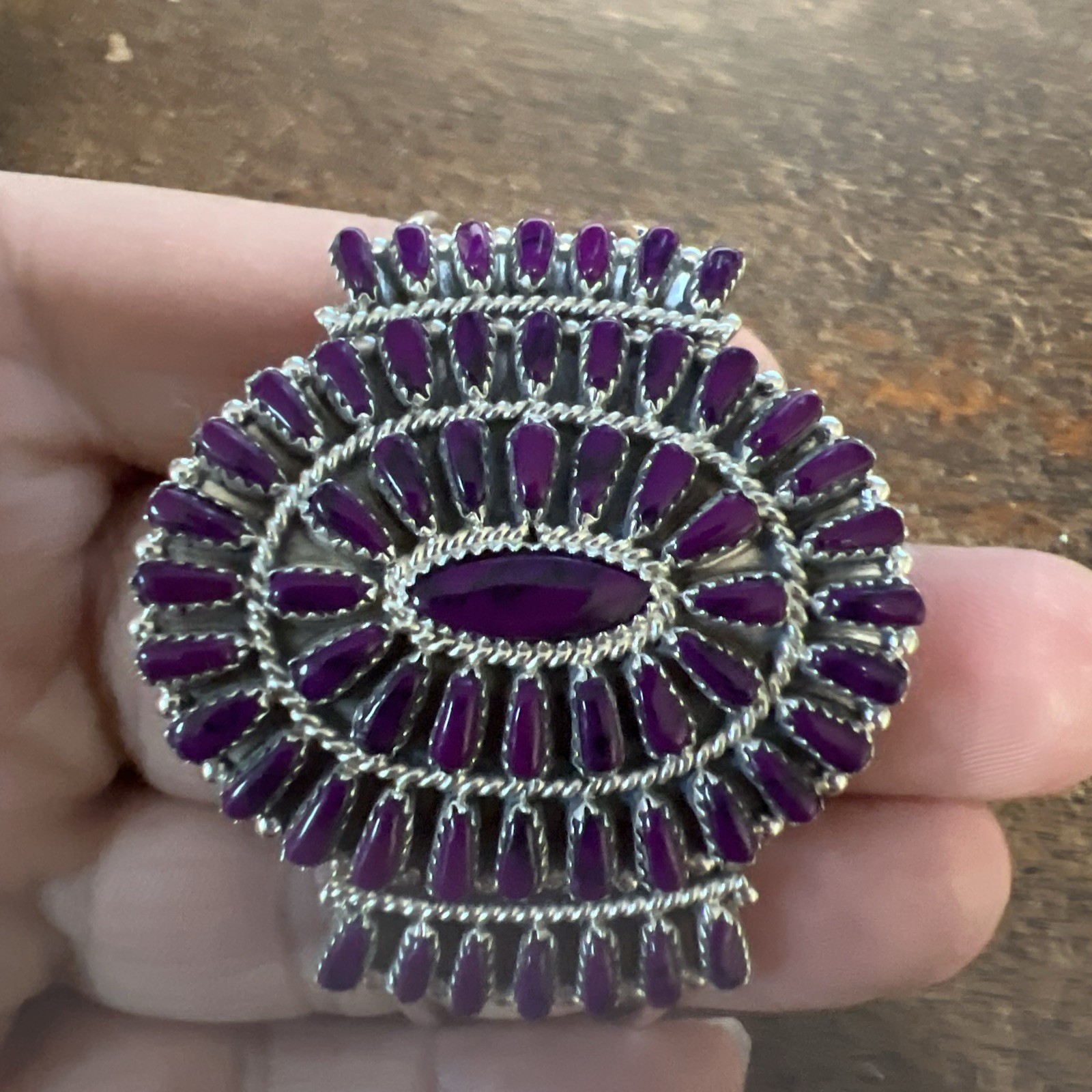 Native American Navajo Bracelet Sugilite Purple Turquoise Cluster Cuff Zuni #C
