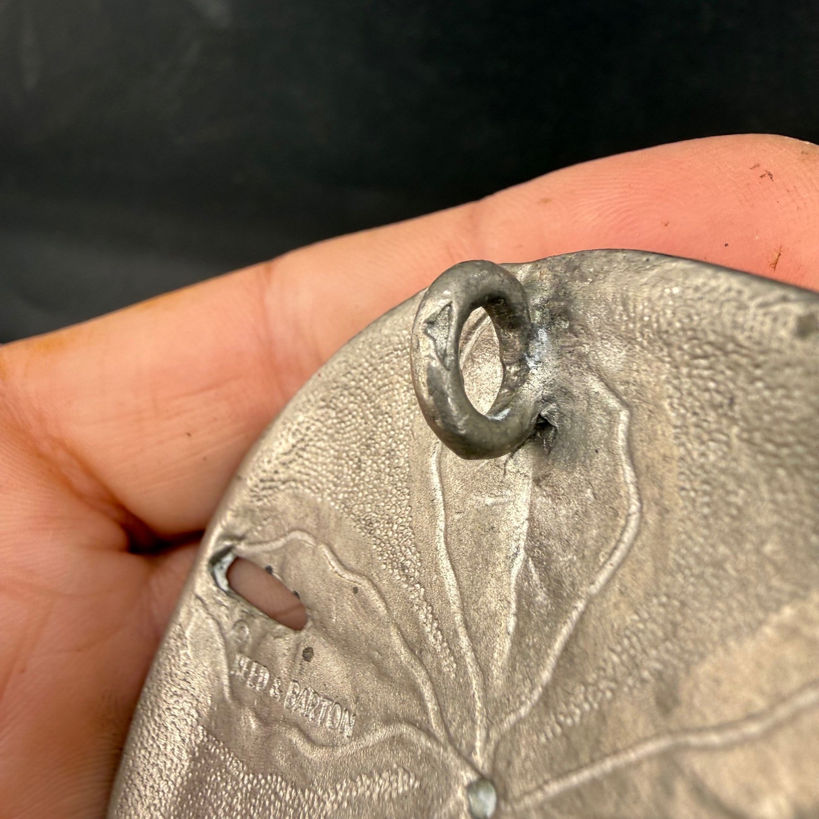 Vintage Reed & Barton Pendant Pewter Sand Dollar Coastal Nautical 3in