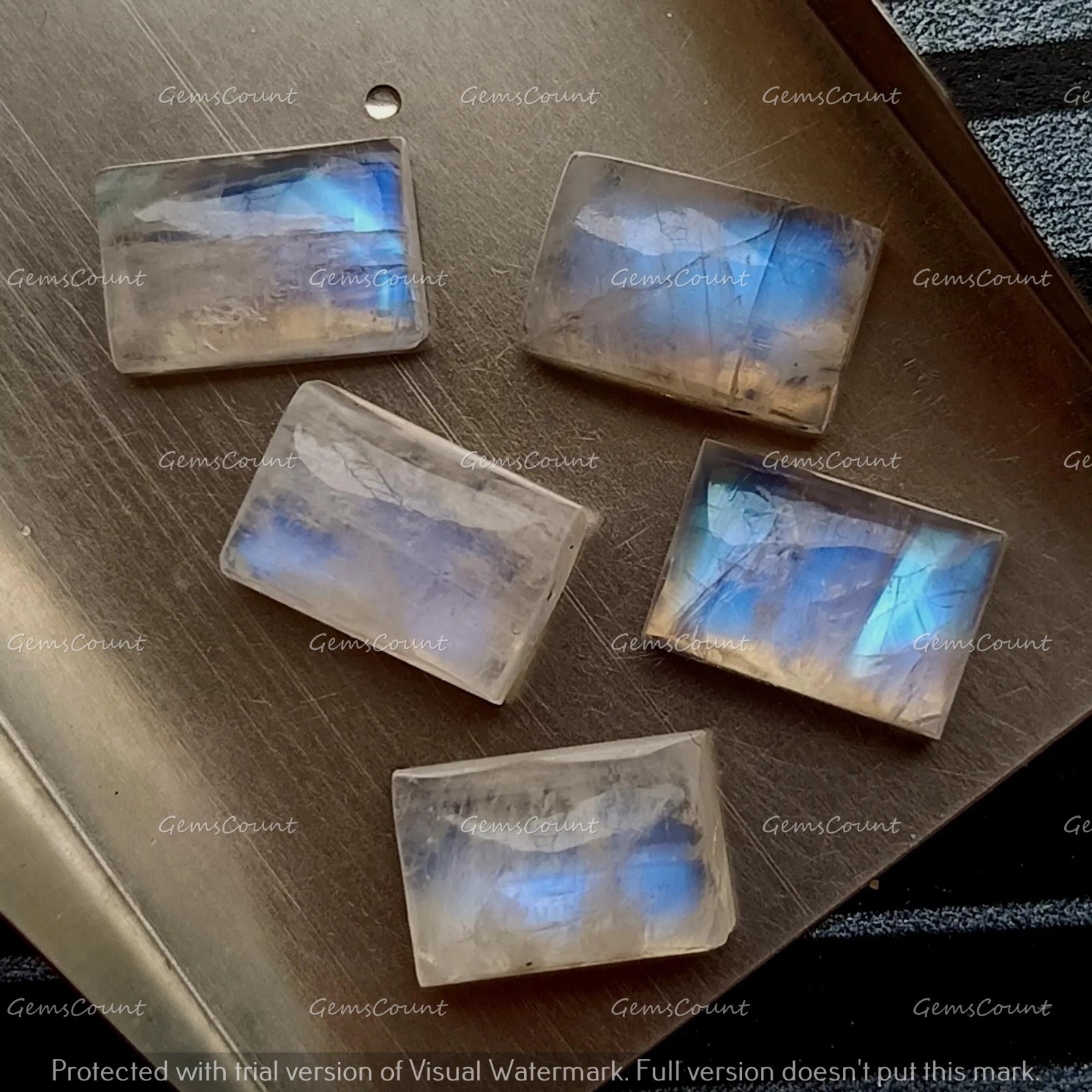 Natural Rainbow Moonstone Rectangle Cabochon Blue Fire Gemstone 5x7mm-12x16mm