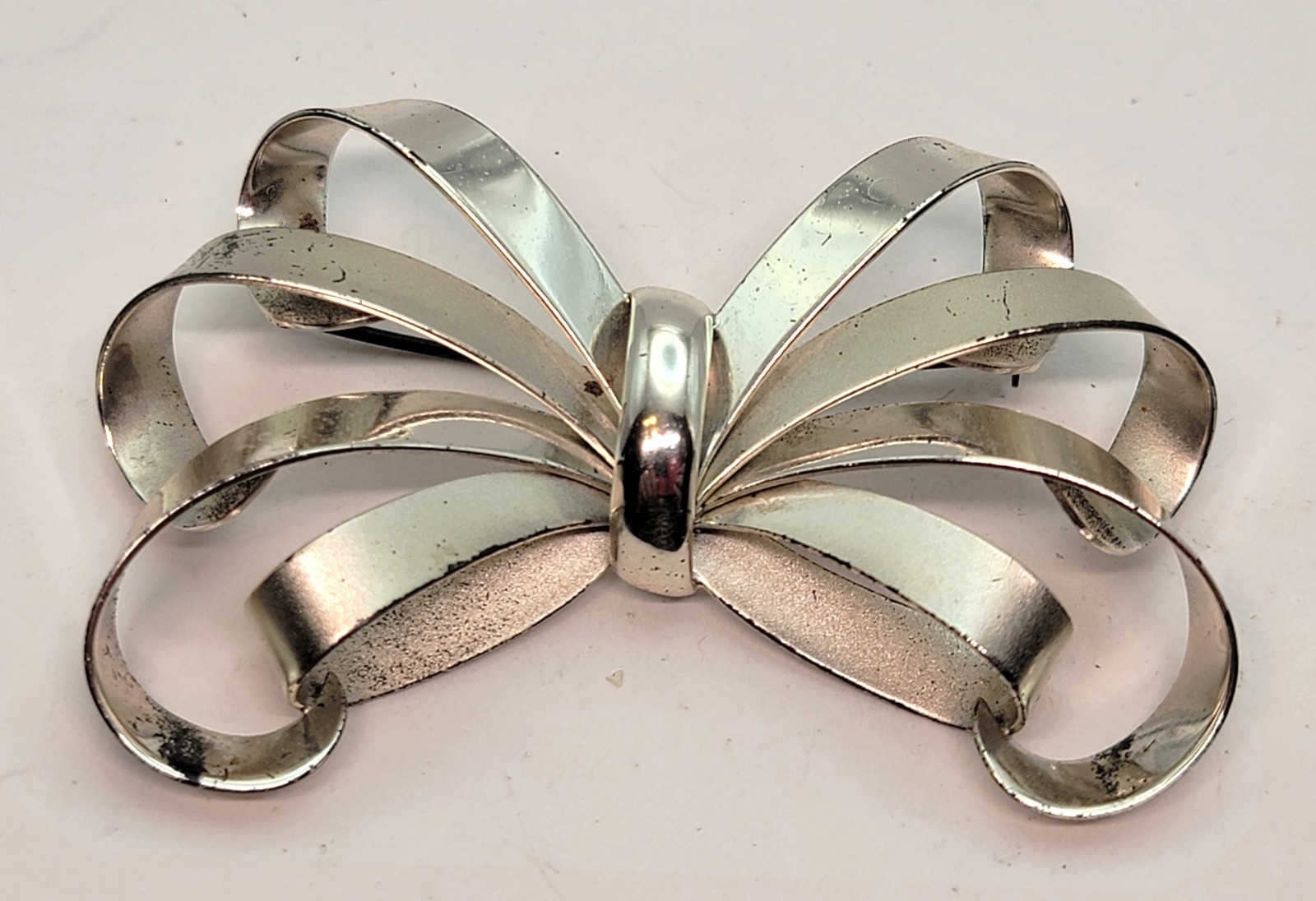 Vintage Stamped BB BINDER BROTHERS STERLING Silver BOW Shape Pin Brooch 15.42g