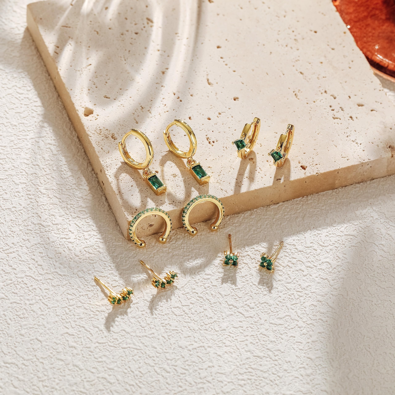 5 Pairs Sterling Silver Stud Hoop Earrings for Women Teens Dainty 14k Gold Da…