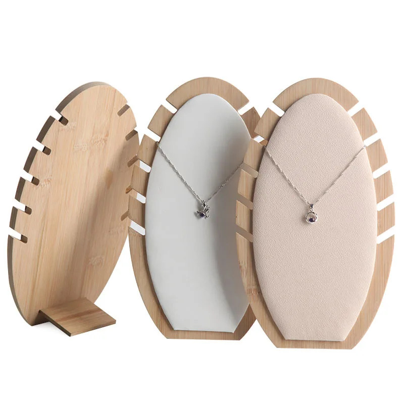 Bamboo Jewelry Pendant Necklace Display Board Organizer Shelf Holder Showcases