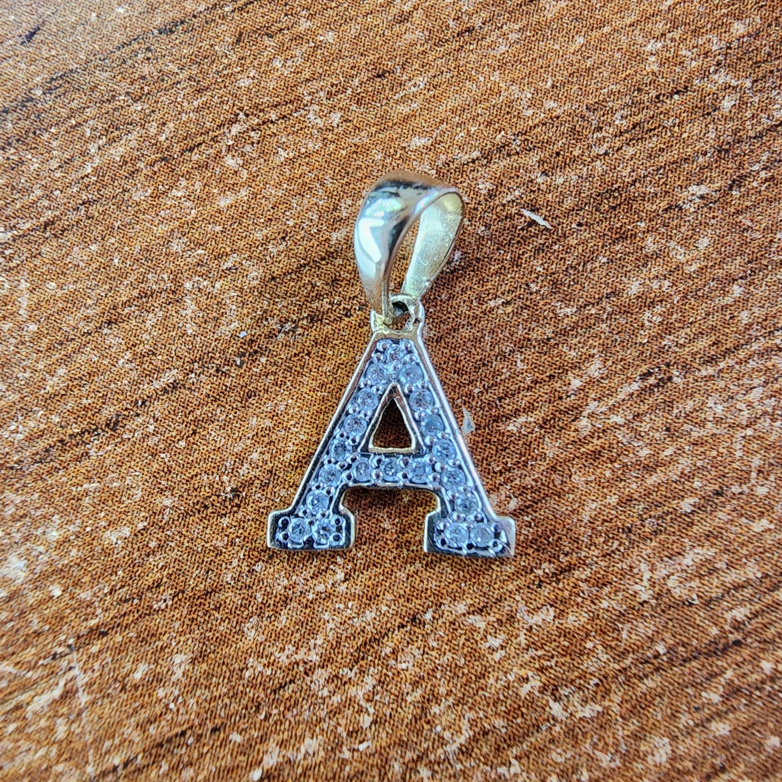 10K Yellow Gold Initial “A” Charm 0.10CTW Diamond Letter Pendant – w/o Chain