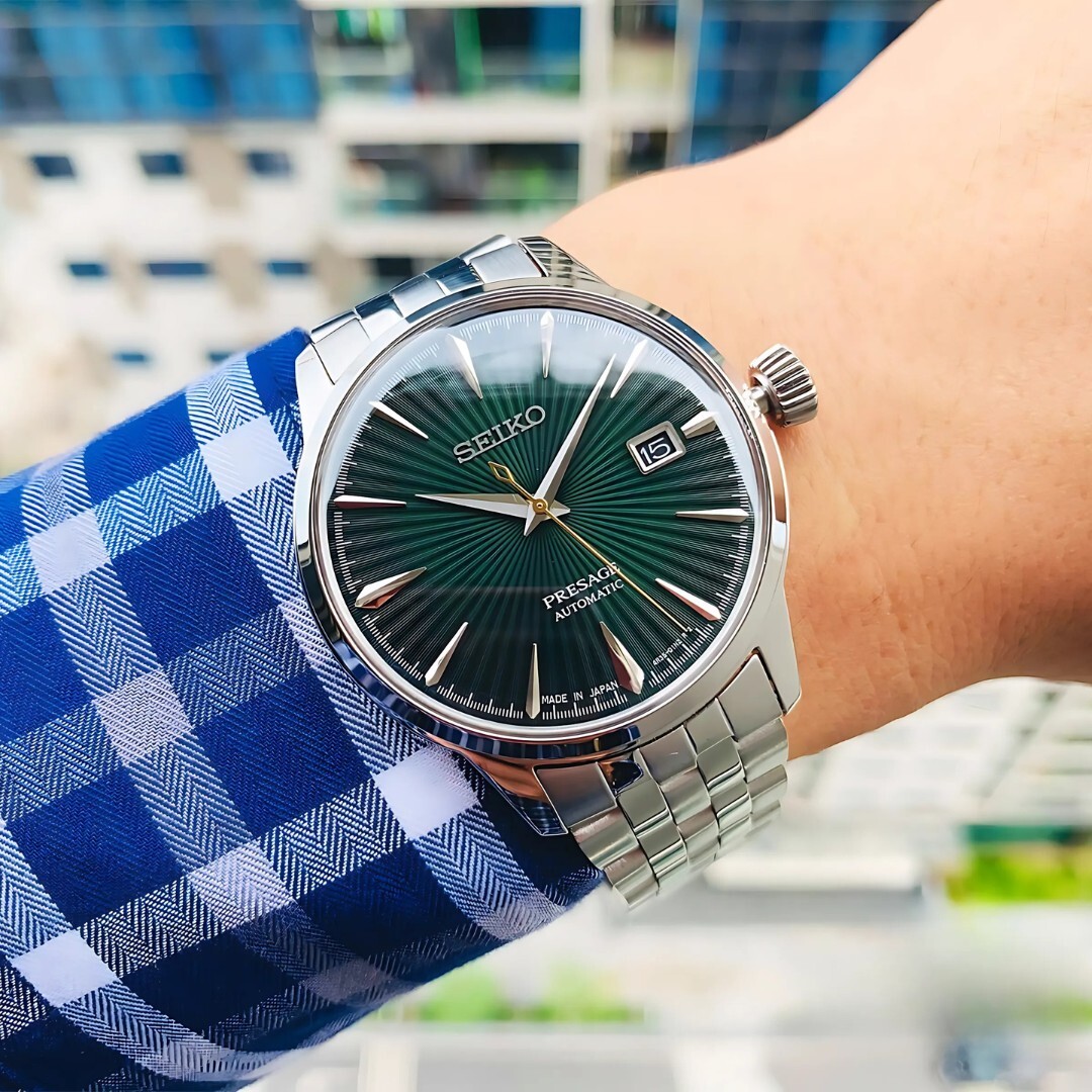 SEIKO Presage SRPE15J1 COCKTAIL TIME Mockingbird Green Steel Bracelet
