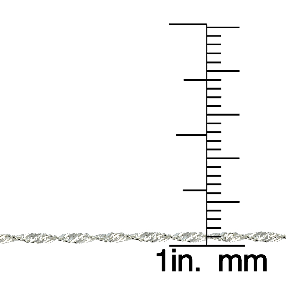 .925 Sterling Silver Italian 2.5mm Diamond-Cut Twist Chain Necklace in 16-30″