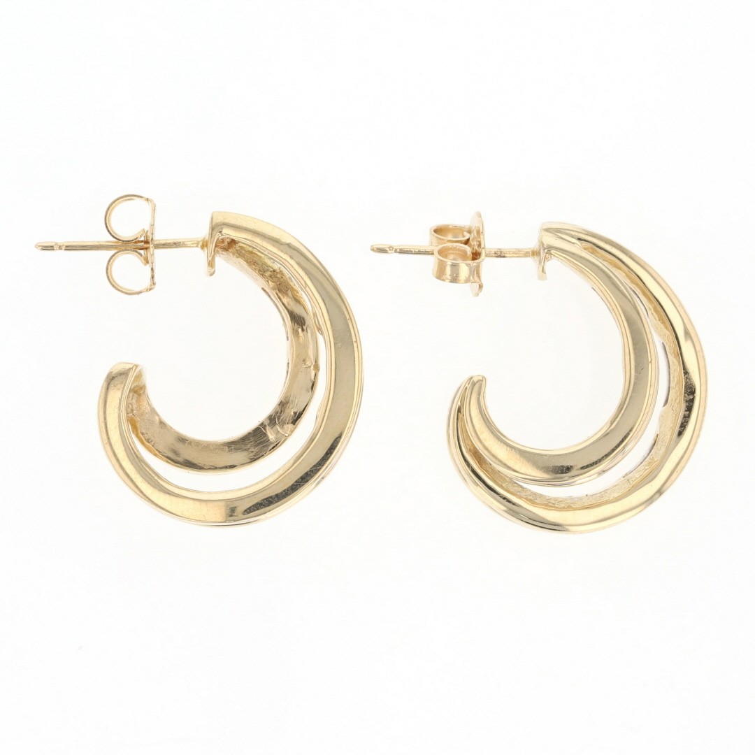 .76ctw Baguette Diamond Channel-Set Double C-Hoop Pair Earrings 14k Yellow Gold