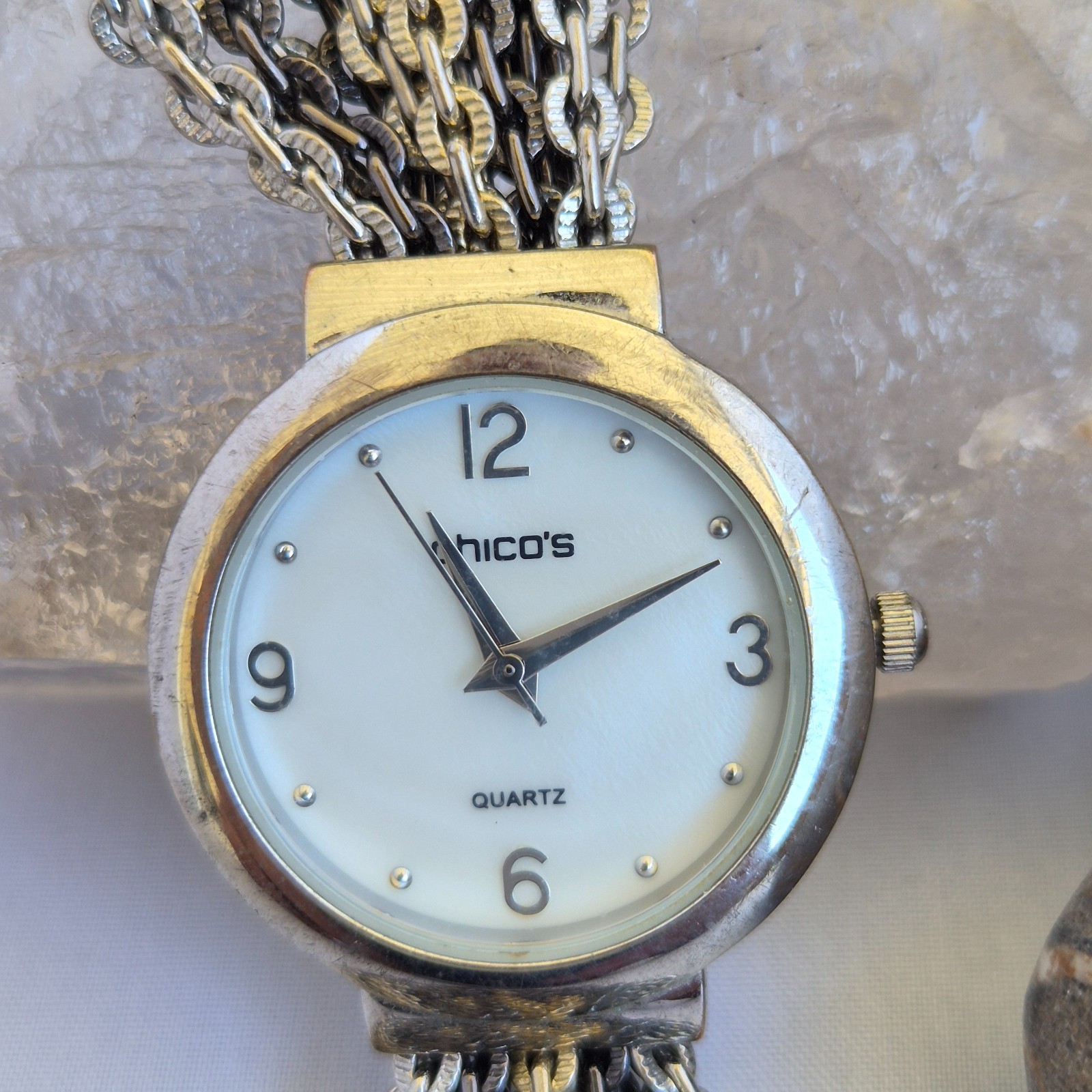 CHICO’S Two-Tone Quartz Analog Women’s Watch Sz. 7″ New Battery