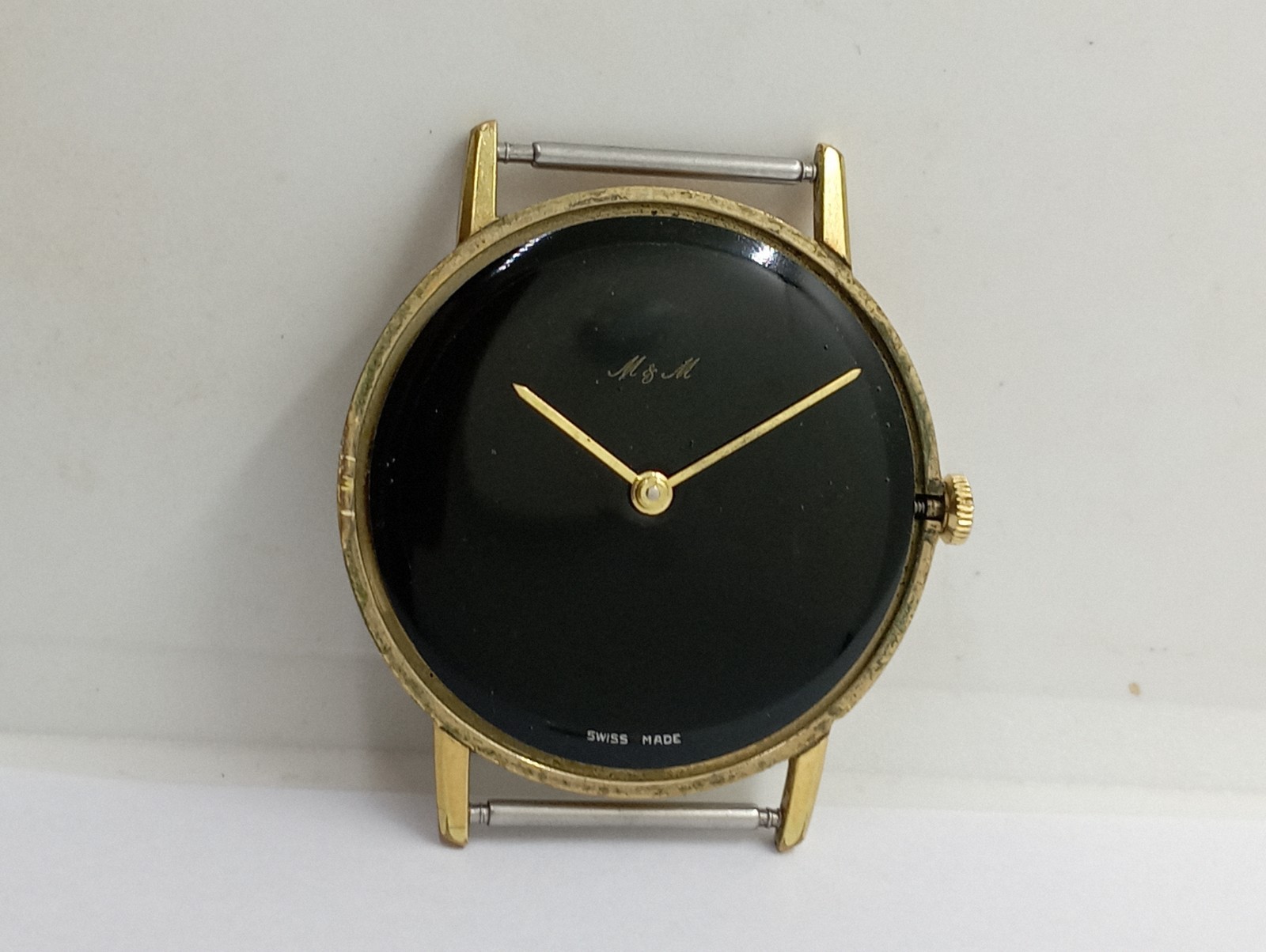 VTG Unique M&M Black Dial Gold Plated Cal. Peseux 7001 (ETA) 6mm. Thickness Work
