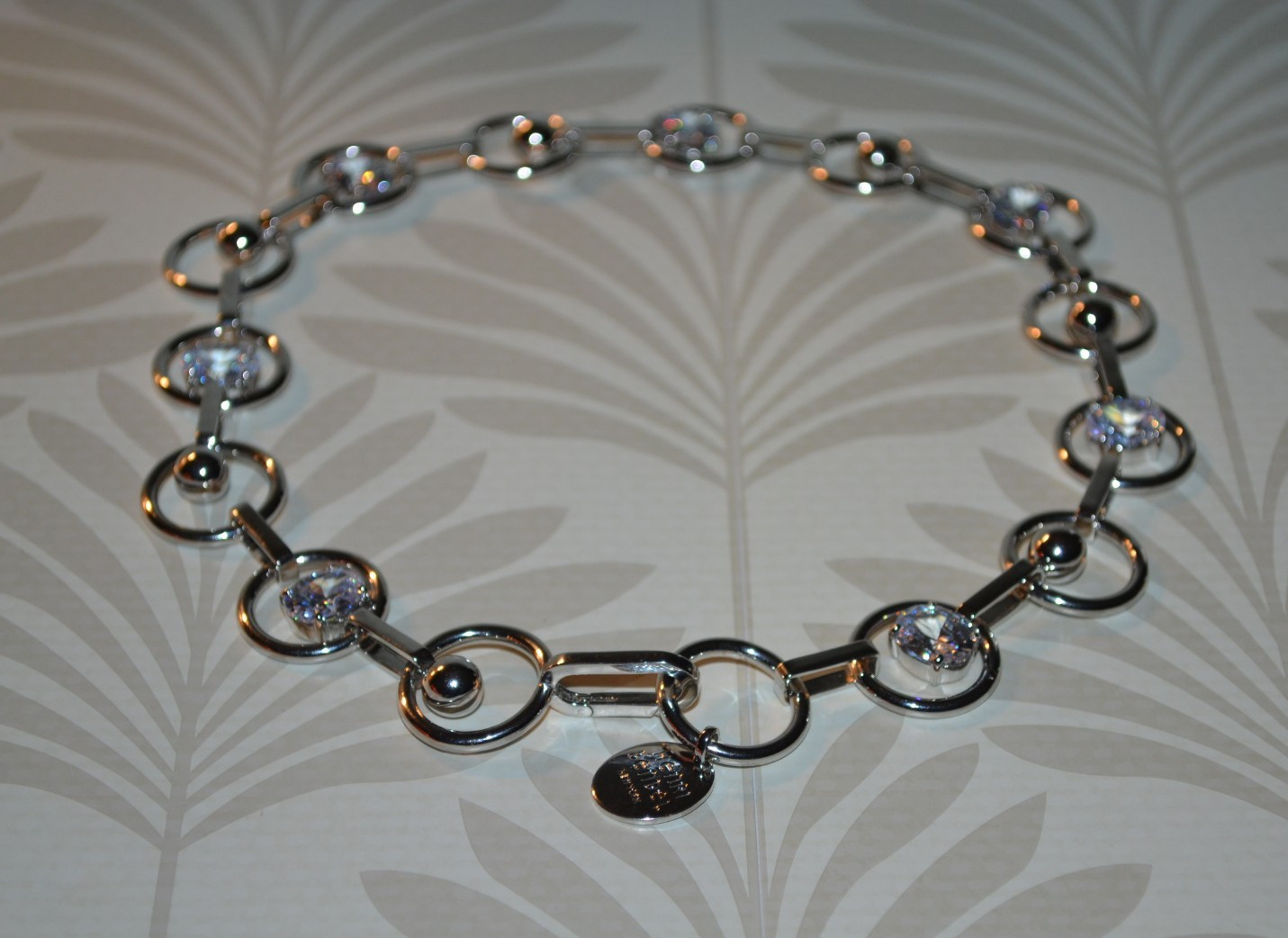 HENRI BENDEL SABRINA GEM COLLAR NECKLACE SILVER