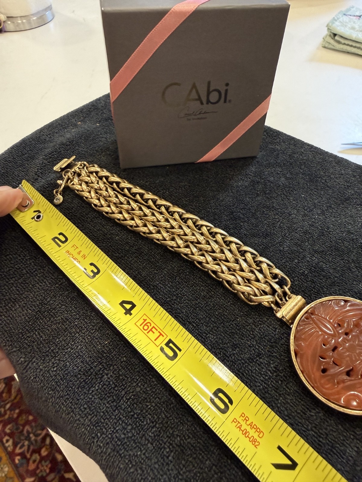 CAbi Villa Convertible Gold Chain Bracelet/Brooch w Cabi Box