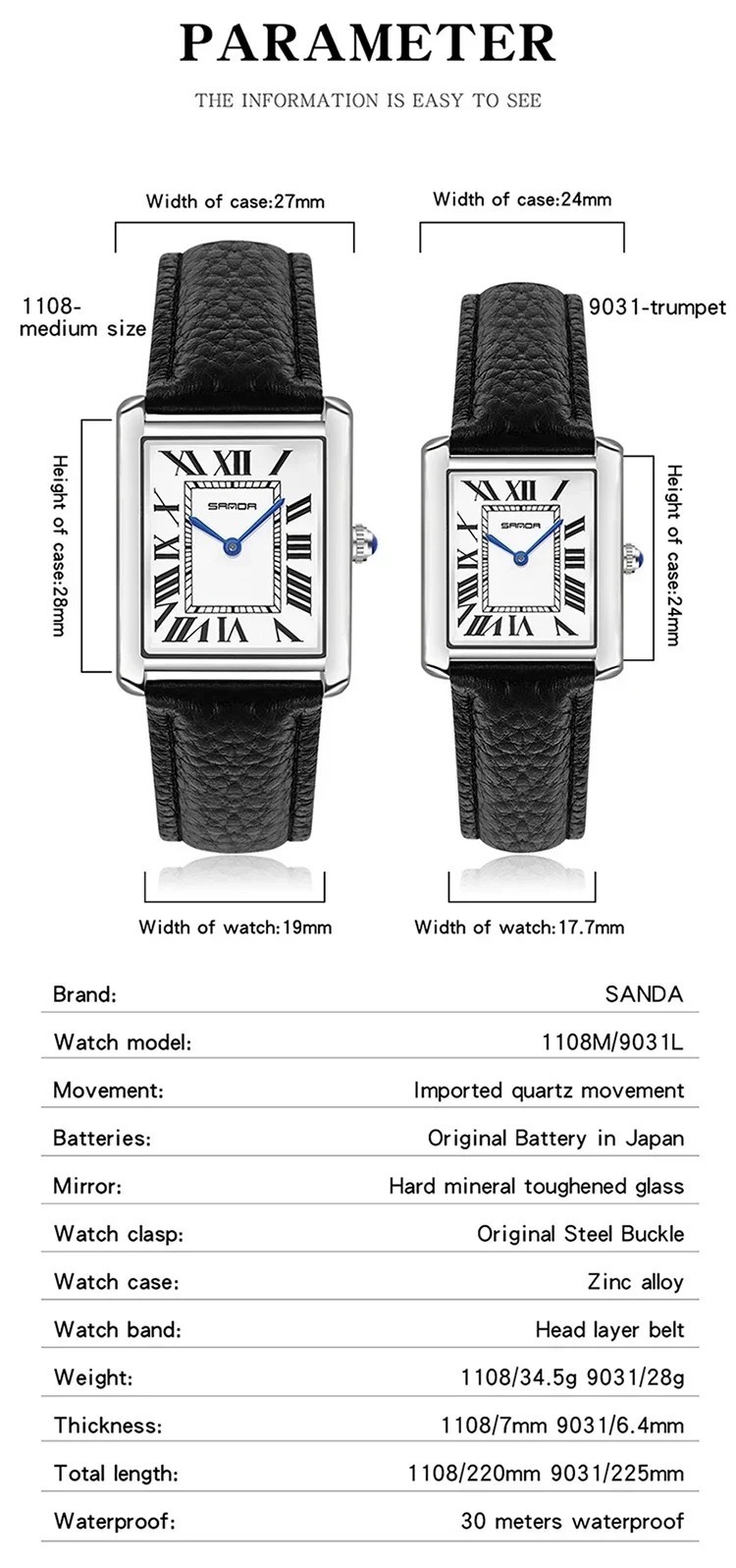 SANDA Quartz & SKMEI Digital Couple Watch Set Waterproof Gift Men Women