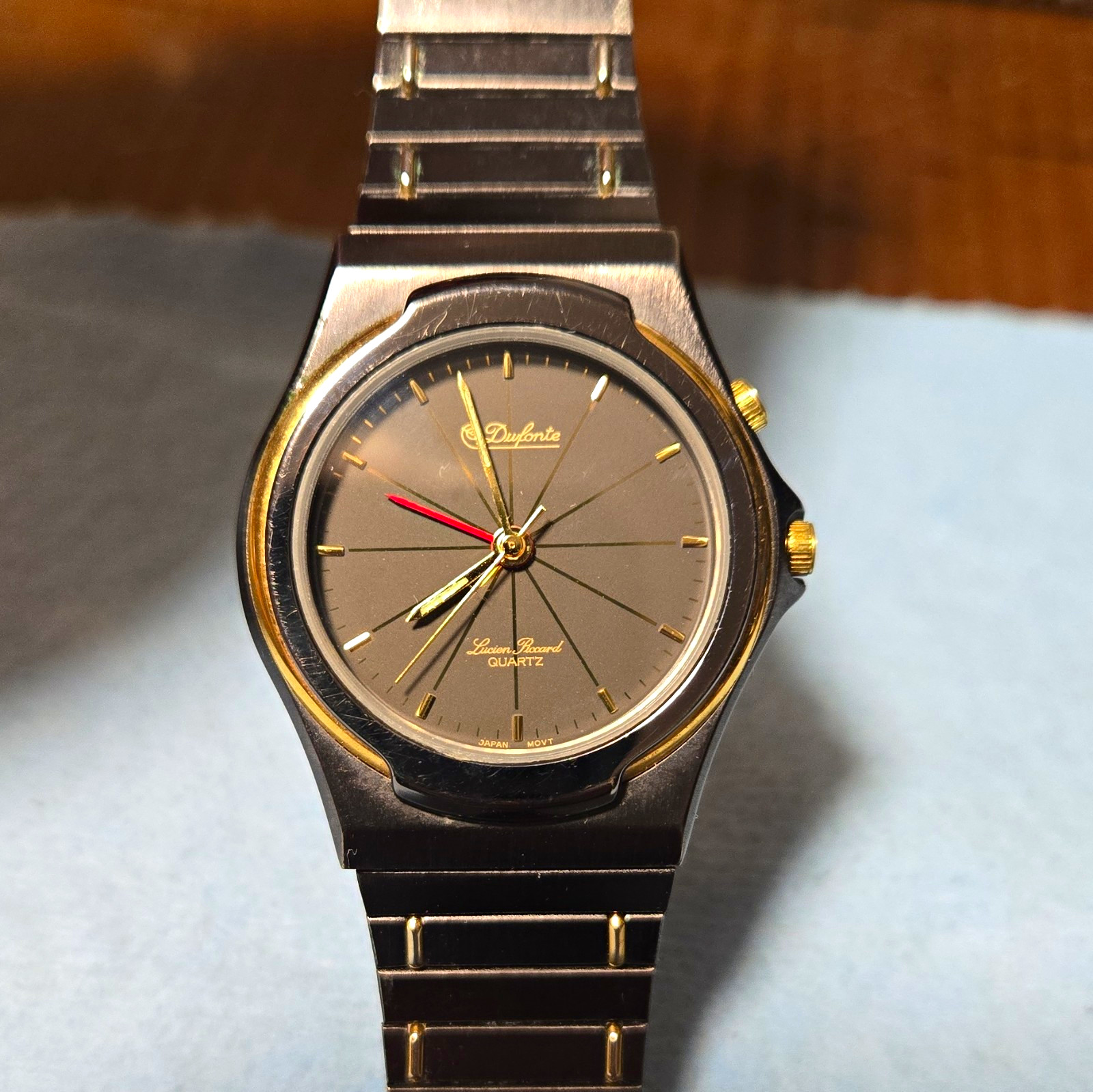 Dufonte Lucien Piccard Quartz Analog 3 ATM Black/Gold Bracelet Gray Dial 32mm