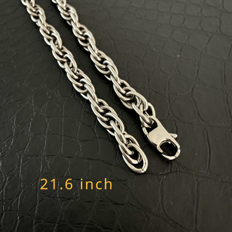 Pure Titanium Twisted Necklace with 7mm Wide Anti Allergic 21.6″ Long Men Women