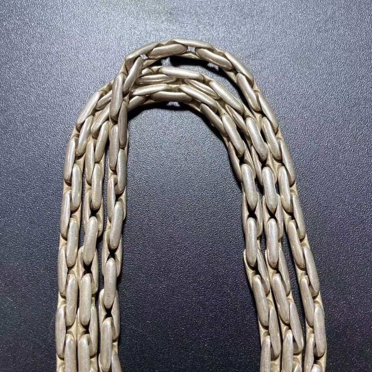 Ethnic Handmade Nepal Old Silver Necklace Silver-Plated Braided Chain Vintage