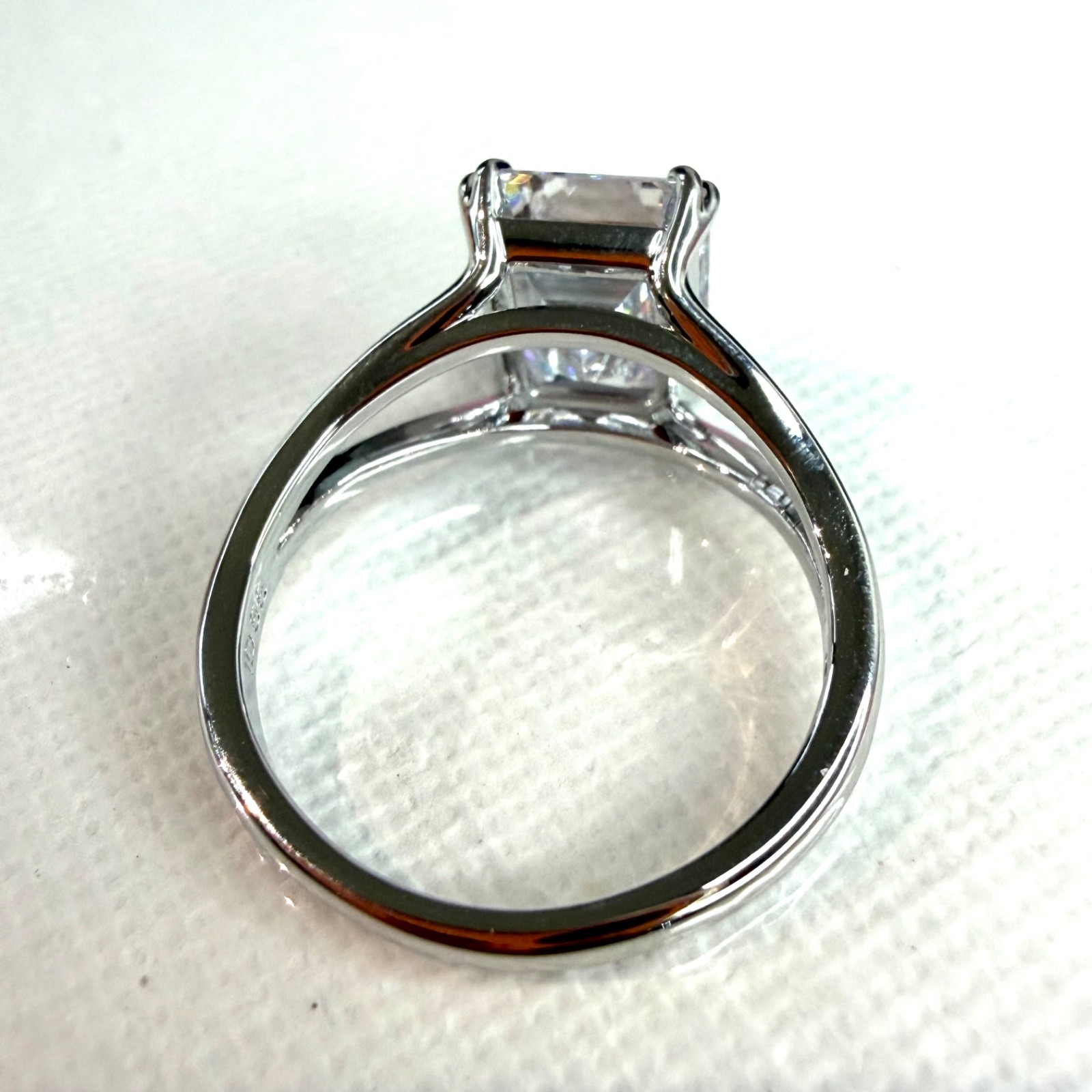 SWAROVSKI Stilla Ring Octagon Cut White Crystal Size 52 UK L Rhodium Plated NEW