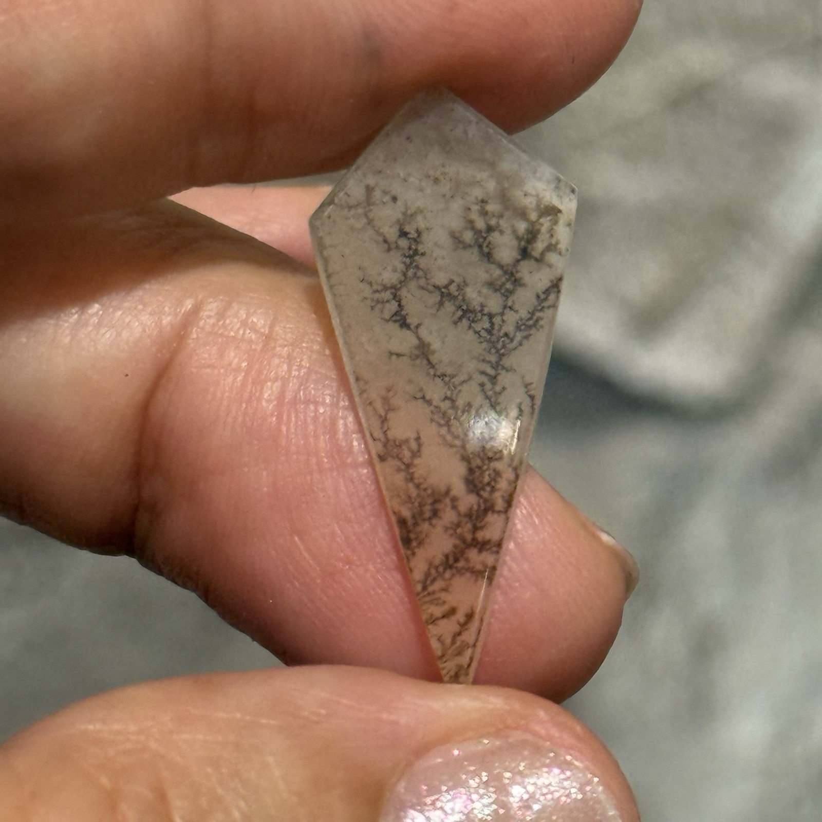 5.4ct 30x13x2mm Fine Dendritic Agate Kite Shape Cabochon Loose Picture Stone