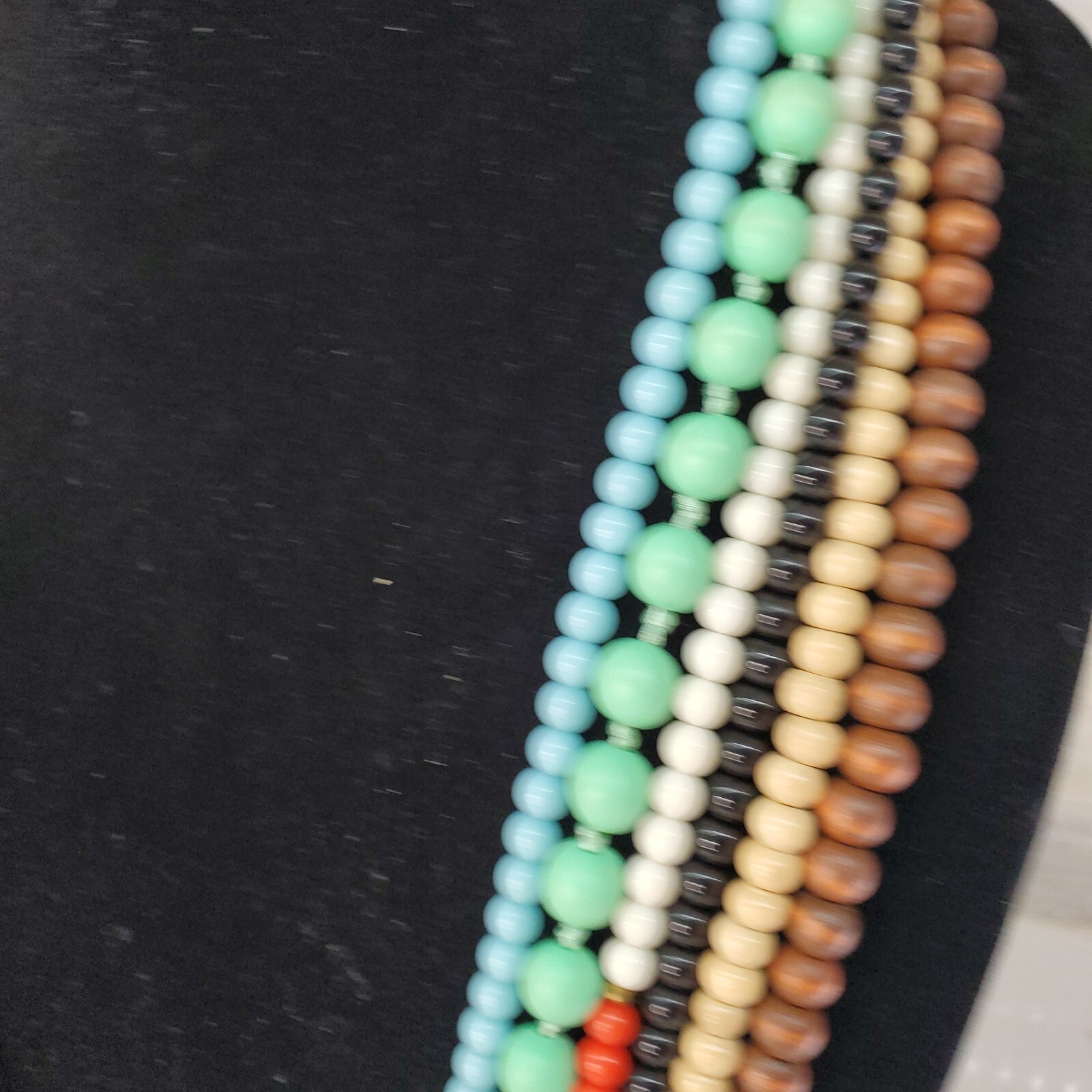 6 Beaded Tassel Necklaces – Wood & Faux Turquoise & Bone & Shell Multicolor Long