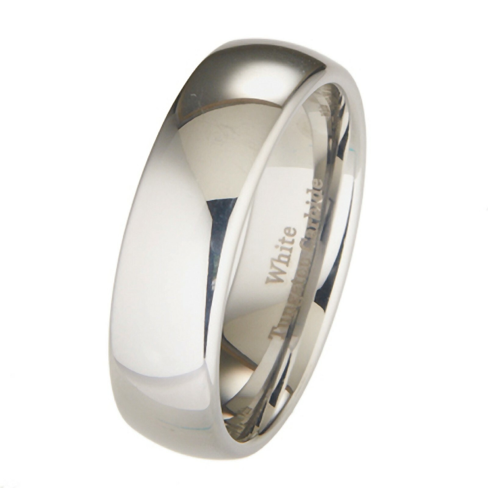 3mm-10mm White Tungsten Carbide Polished Wedding Ring * Custom Engraved *