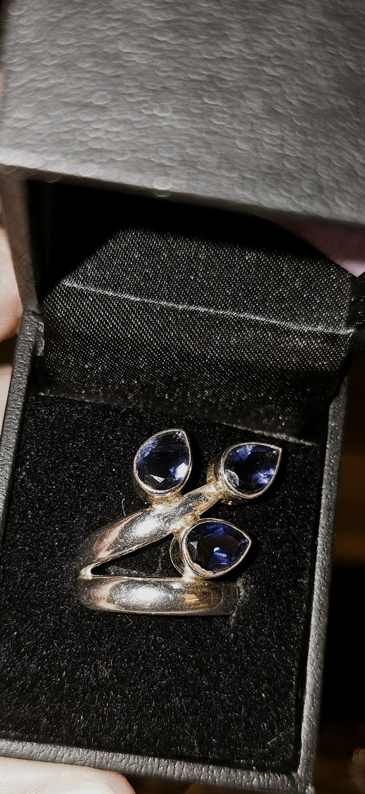 Chunky Sterling Silver 925 Bold Iolite Wrap Band Ring Size 8