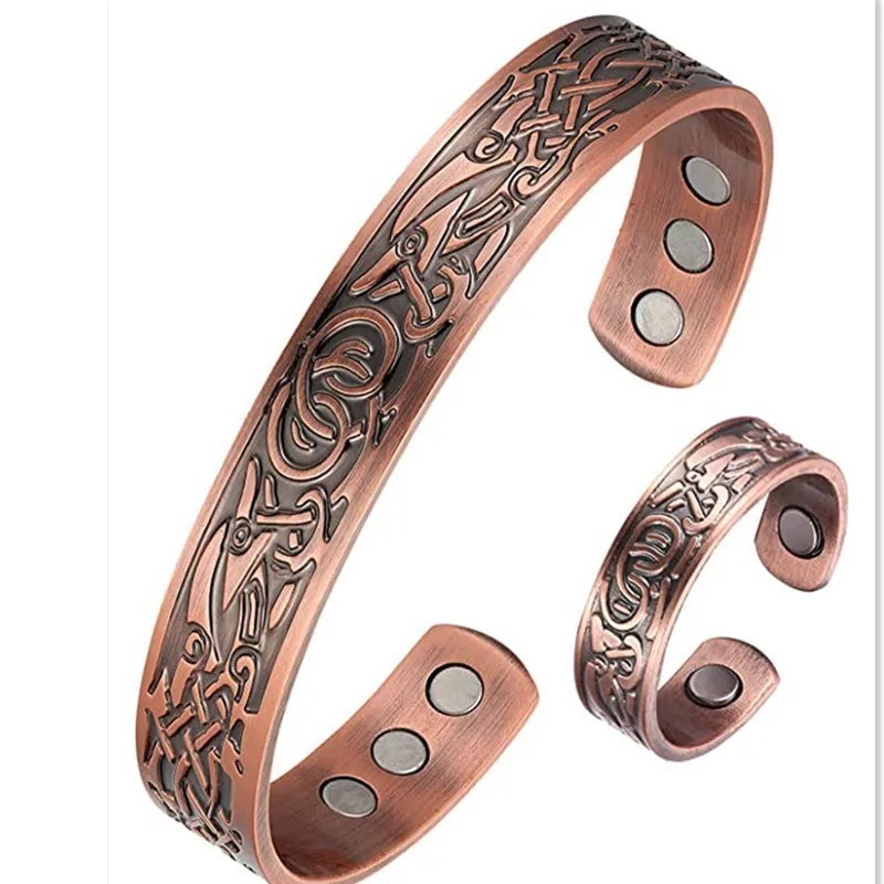 Men’s Bracelet Magnetic Therapy Arthritis Pain Relief Pure Solid Copper Bangle