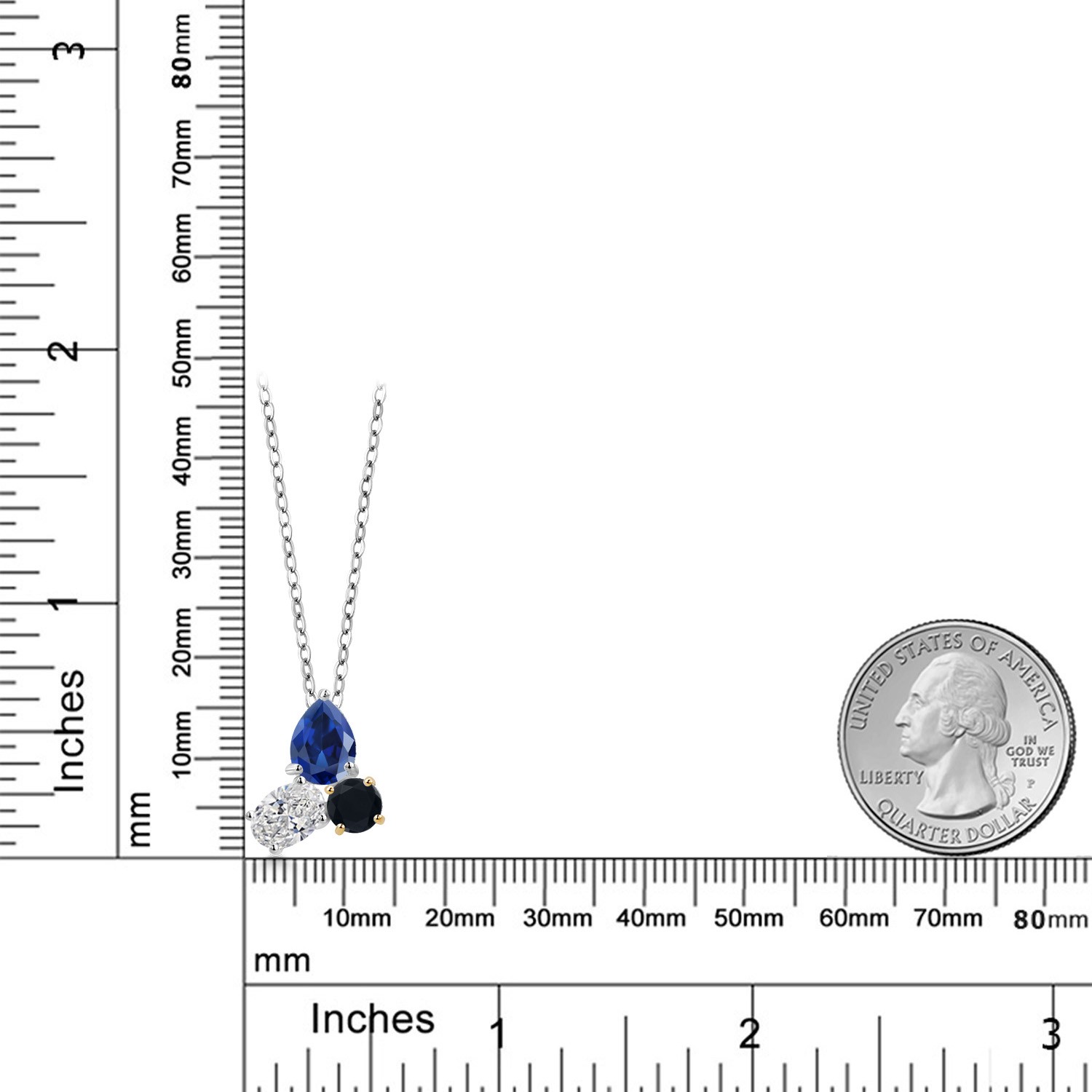 3.18 Ct Created Sapphire Lab Grown Diamond 925 Silver and 10K Yellow Gold