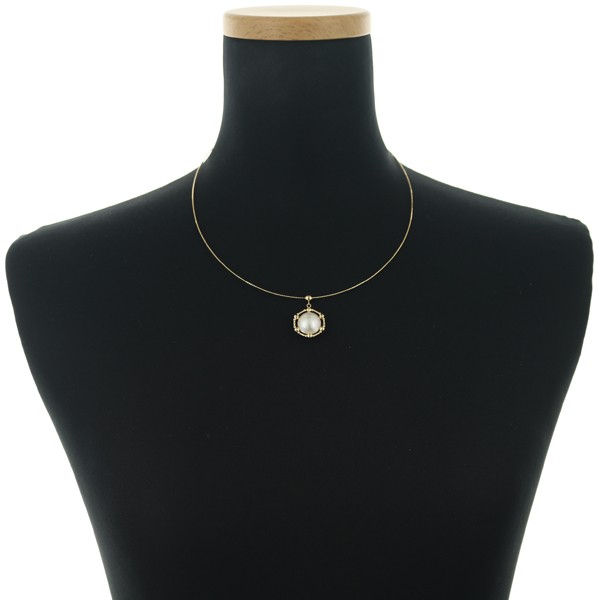 Mabe Pearl 12.3mm Mirror Ball Bead Omega Necklace 18K YG