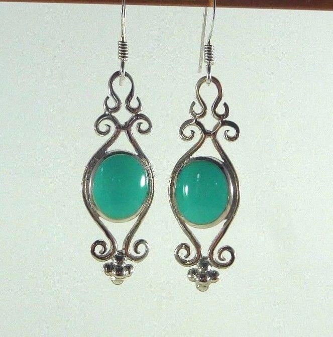 Created Turquoise 925 Sterling Silver Victorian Style Fishhook Earrings
